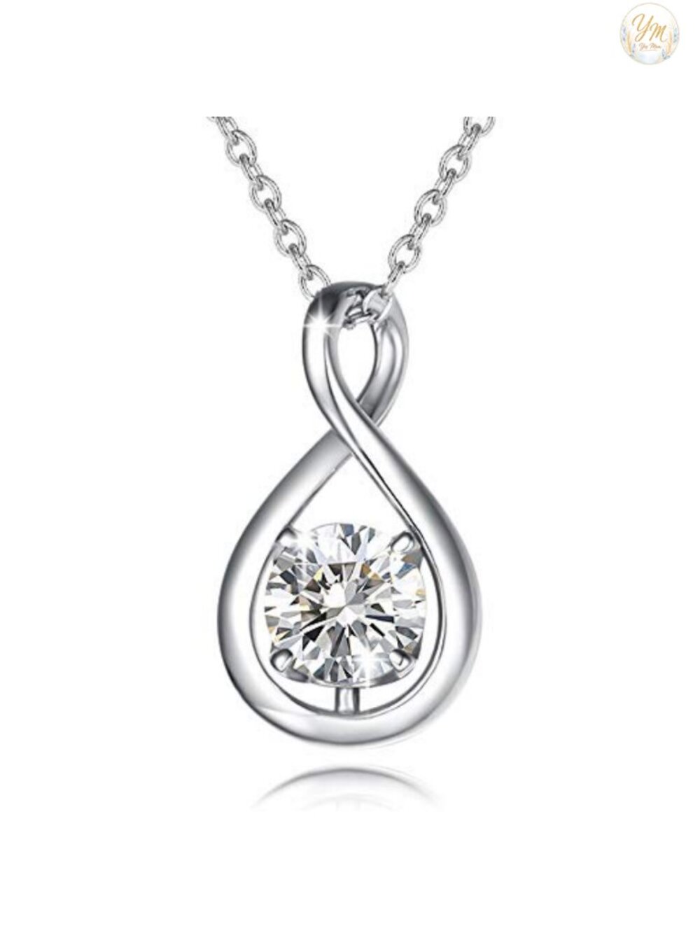 Sterling Silver Infinity Birthstone Necklace Cubic Zirconia